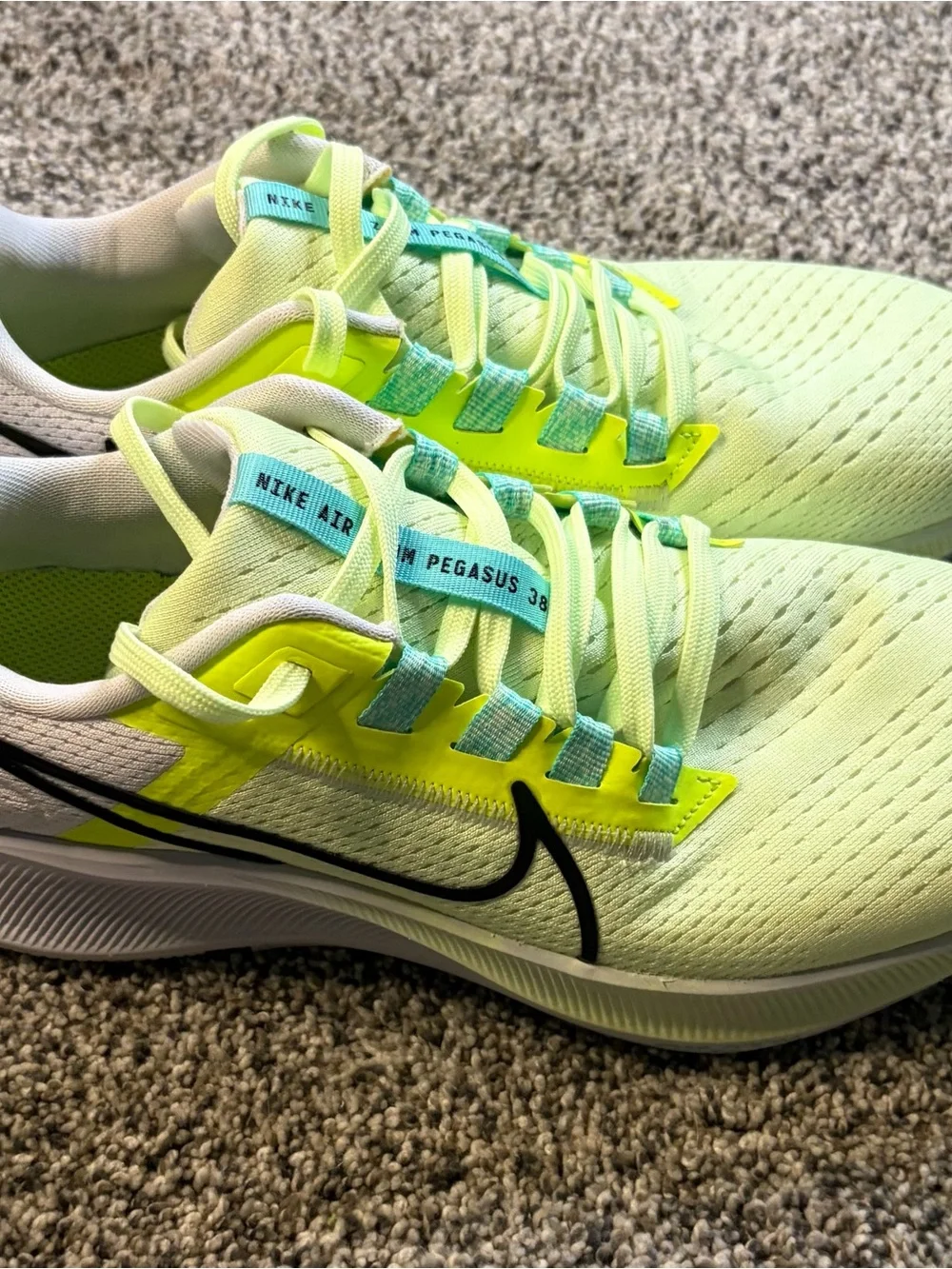 Nike Neon Yellow and Teal Pegasus Running Shoes